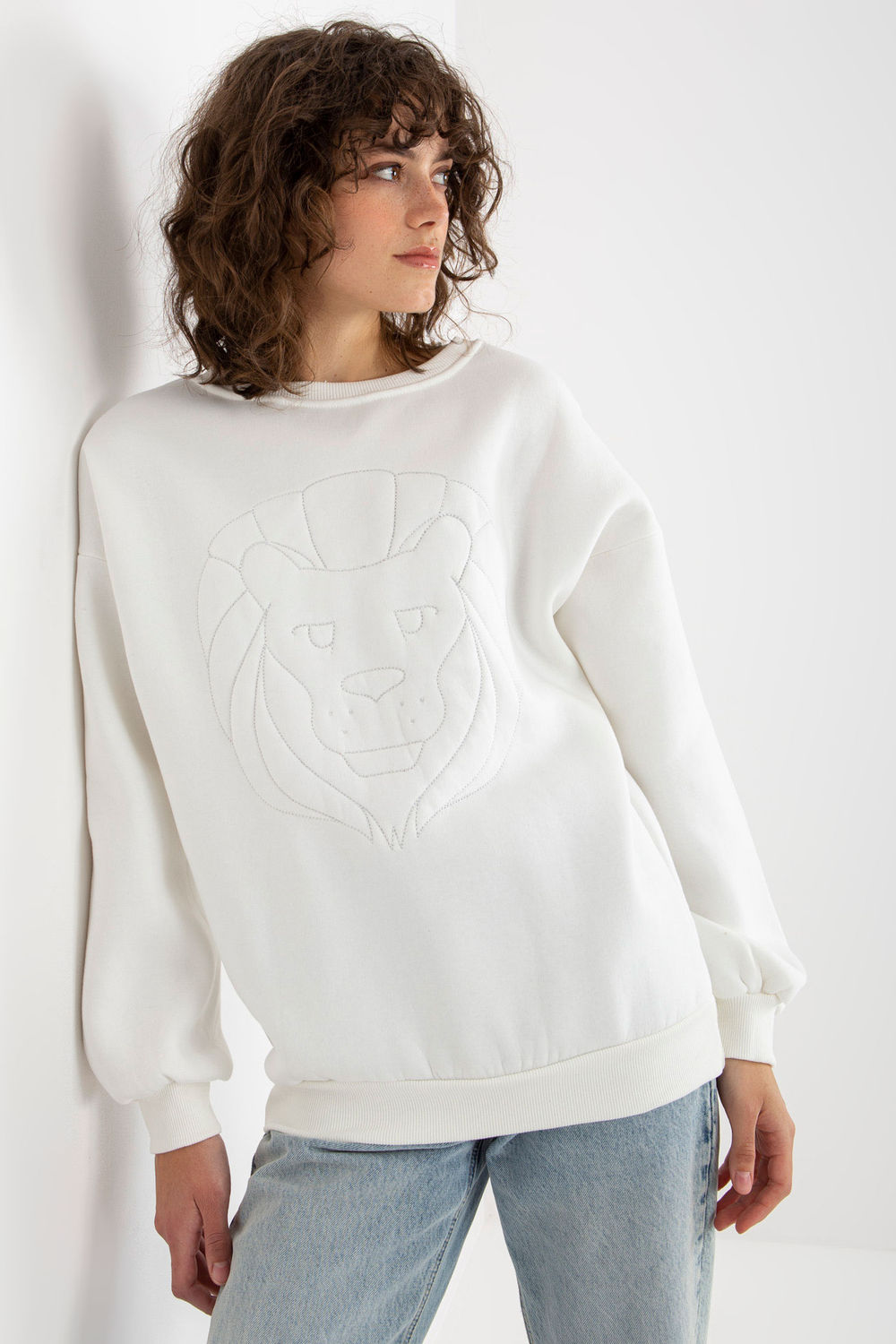 Ex Moda Ecru Long Sleeve Cotton Sweatshirt - view 4