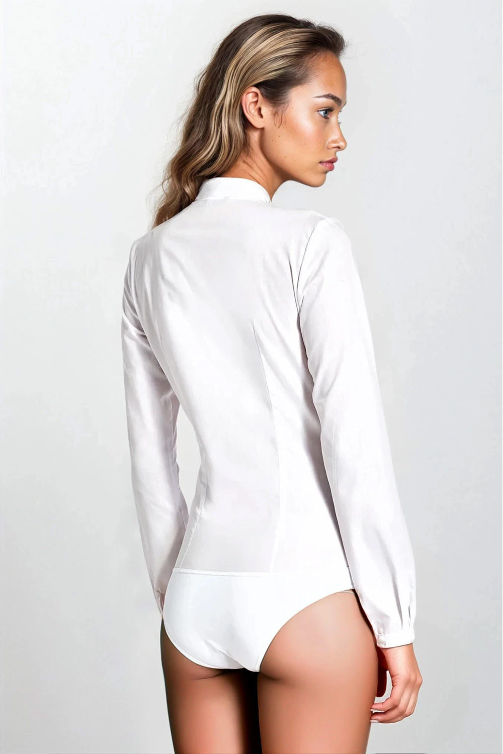Nife White Suspender Shapewear Bodysuit - view 3