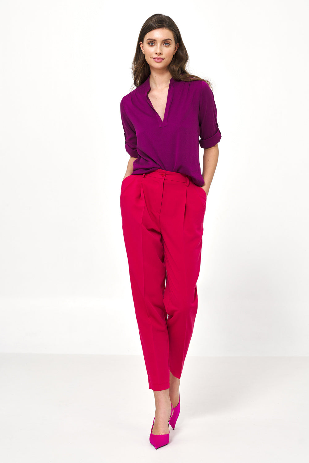 Nife Purple High Waisted Blouse - view 2