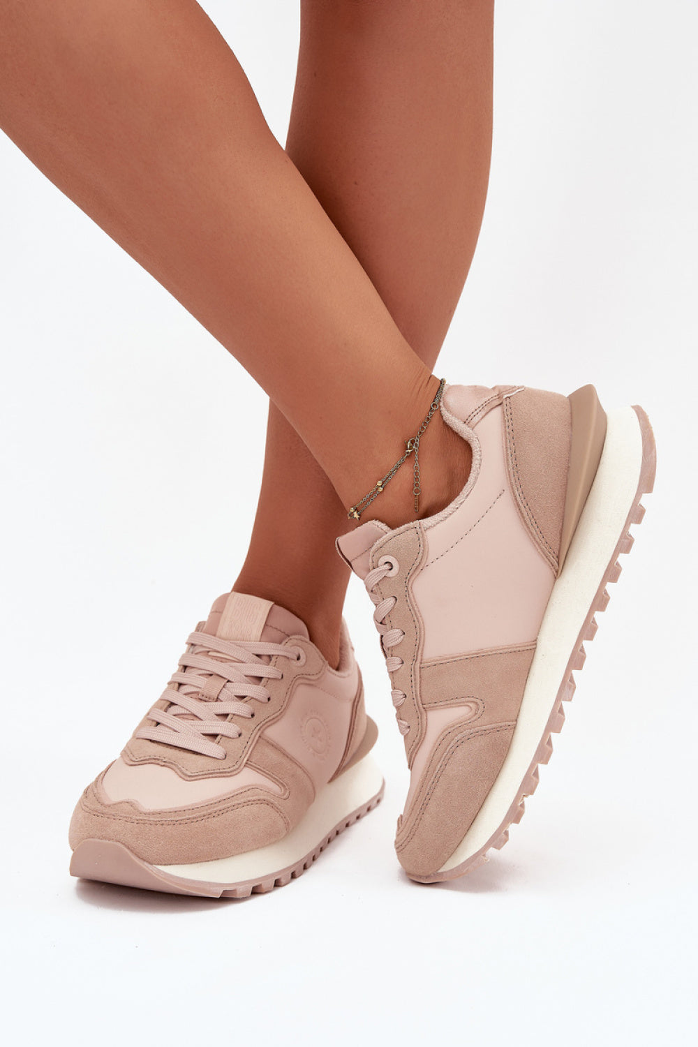 Step In Style Nude Leather Platform Trainers - view 3