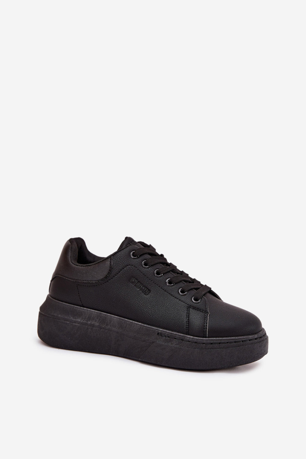 Step In Style Black Faux Leather Platform Trainers - view 2