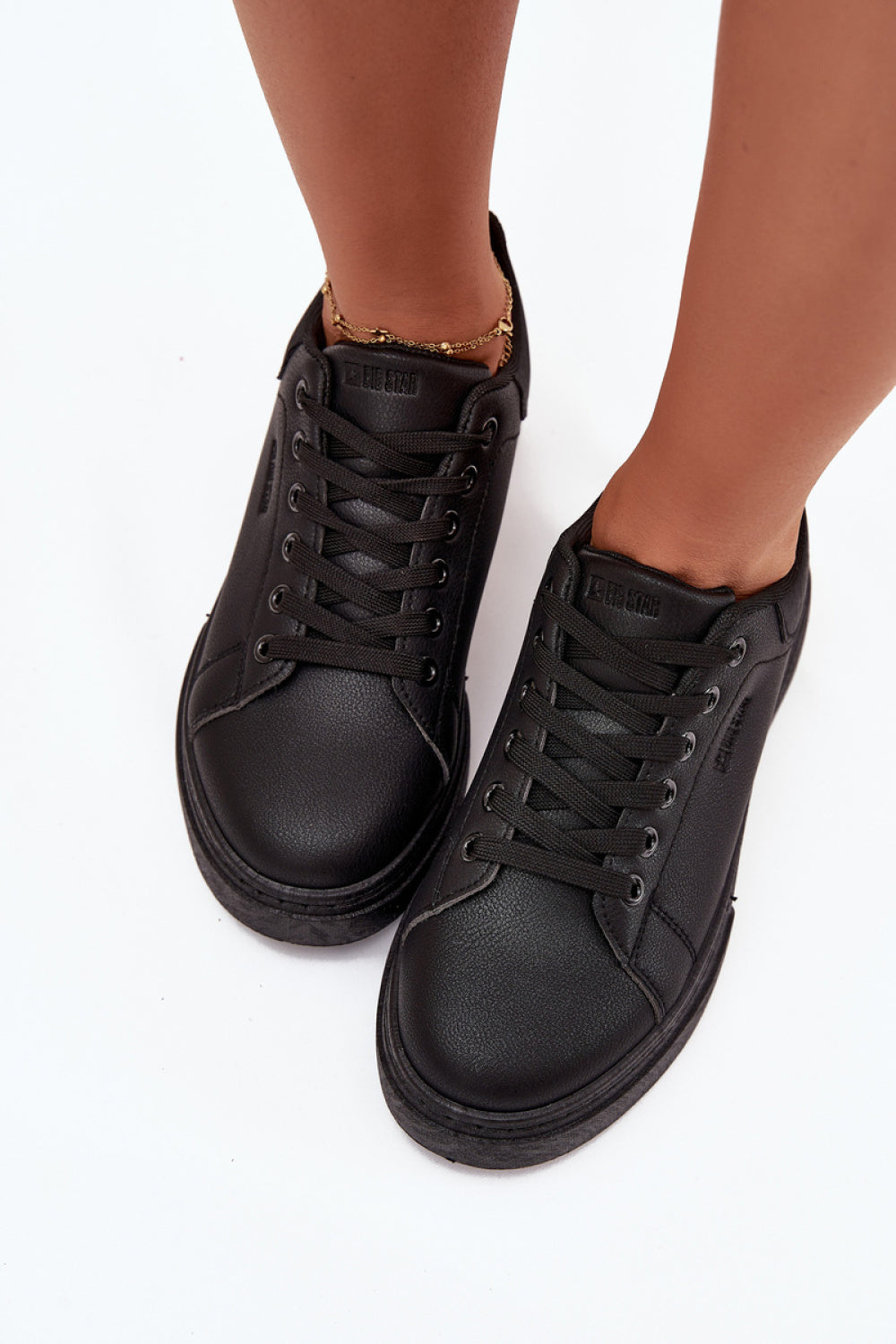 Step In Style Black Faux Leather Platform Trainers - view 3