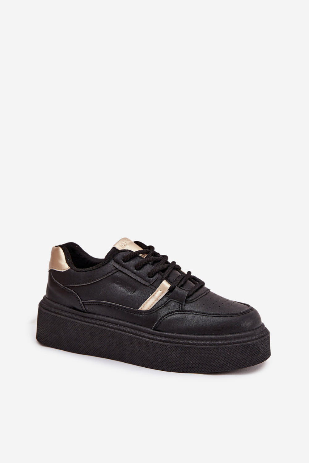 Step In Style Black Faux Leather Platform Trainers - view 2