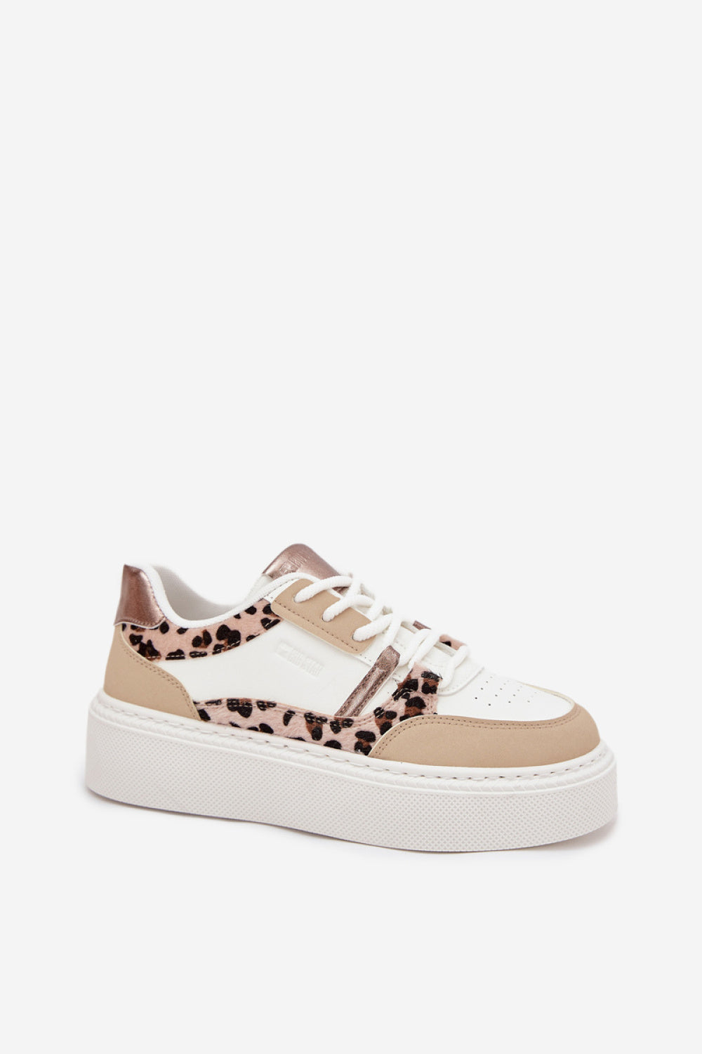 Step In Style Beige Faux Leather Platform Trainers - view 2