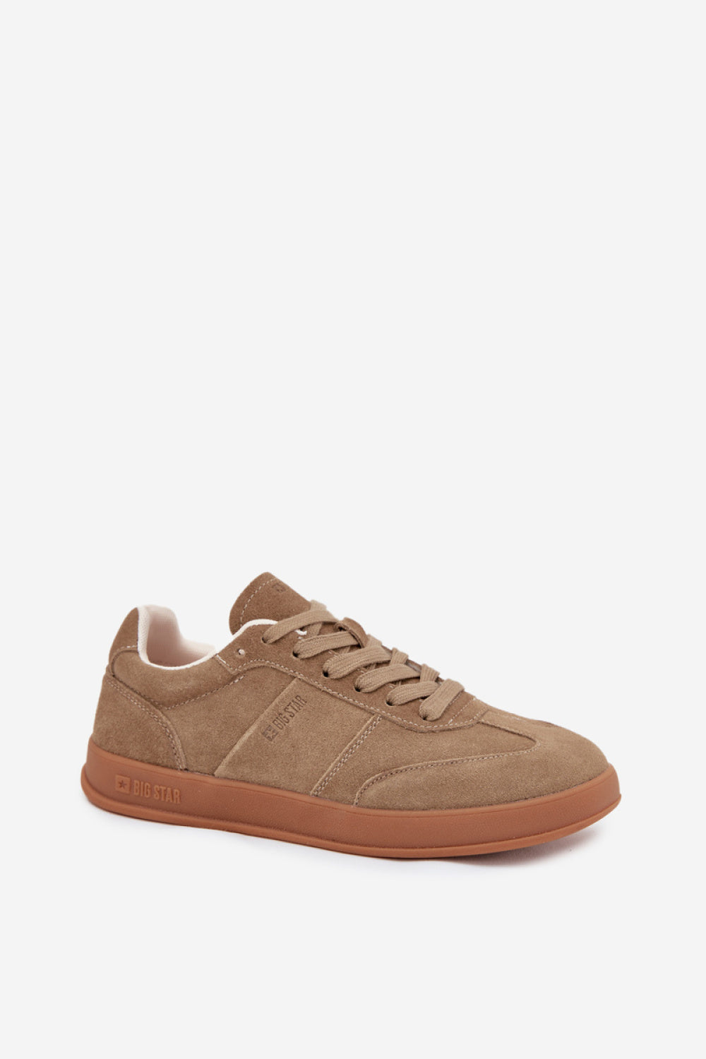 Step In Style Beige Suede Platform Trainers with Round Toe - view 2