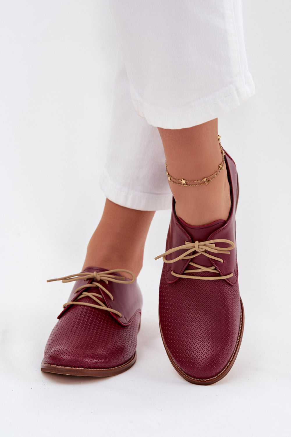 Step In Style Zazoo Burgundy Leather Flat Shoes - view 3