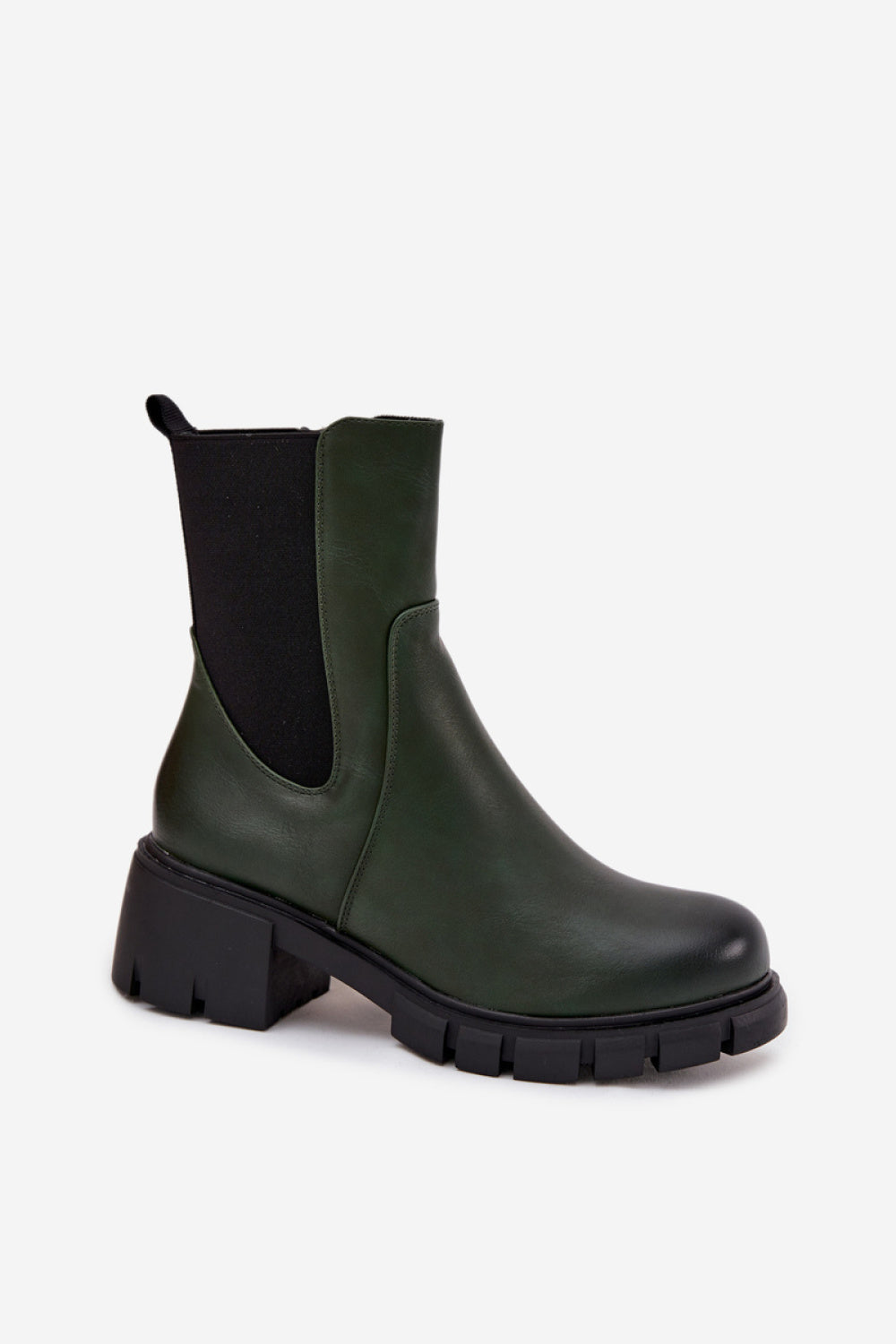 Step In Style Kyra Green Faux Leather Block Heel Boots - view 2