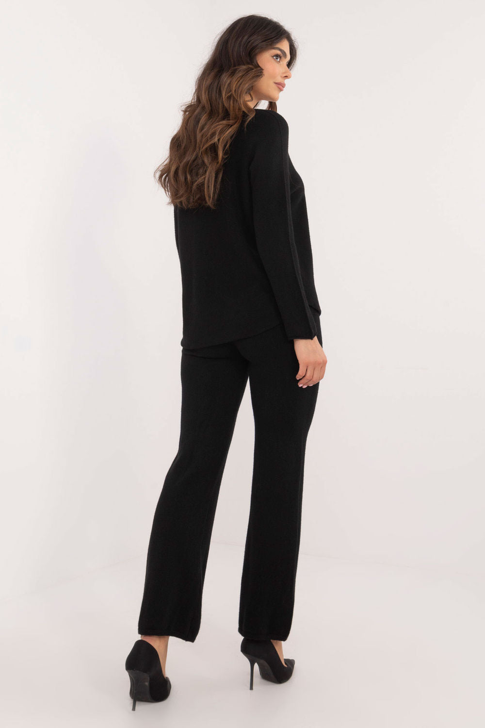 Italy Moda Black Wide Leg High Waisted Co-Ord Set - view 2