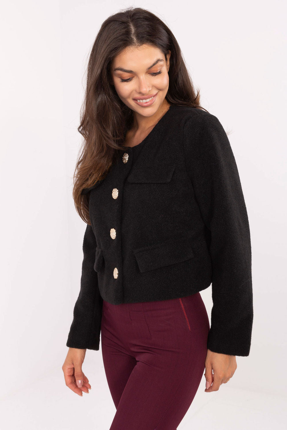 Rue Paris Black Polyester Long Sleeve Jacket - view 2
