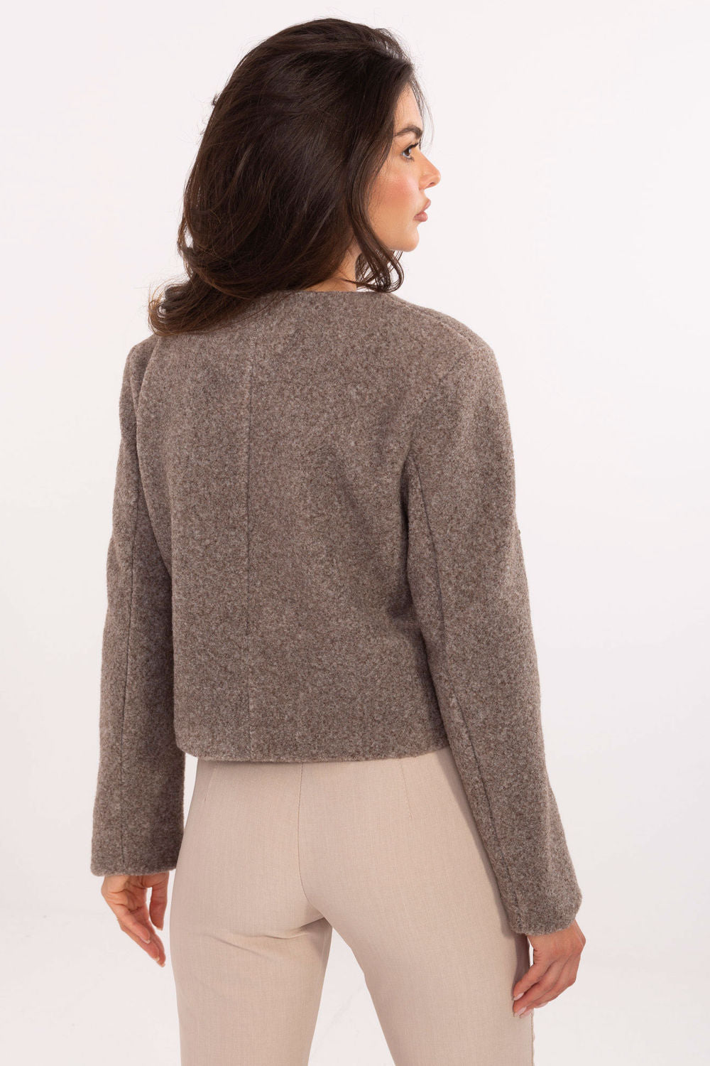 Rue Paris Dark Beige Long Sleeve Jacket - view 3
