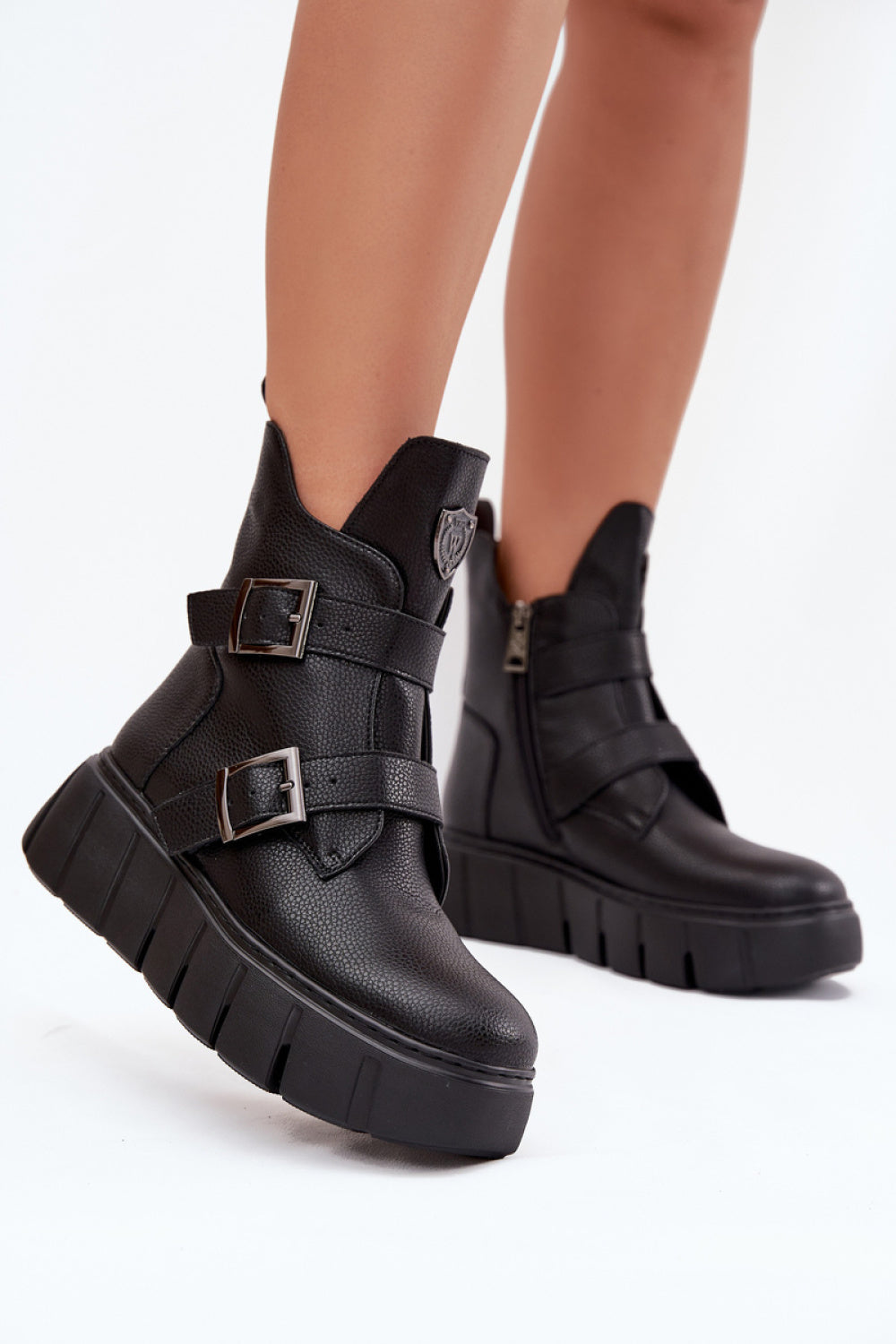 Step In Style Vinceza Black Warm Lined Platform Boots