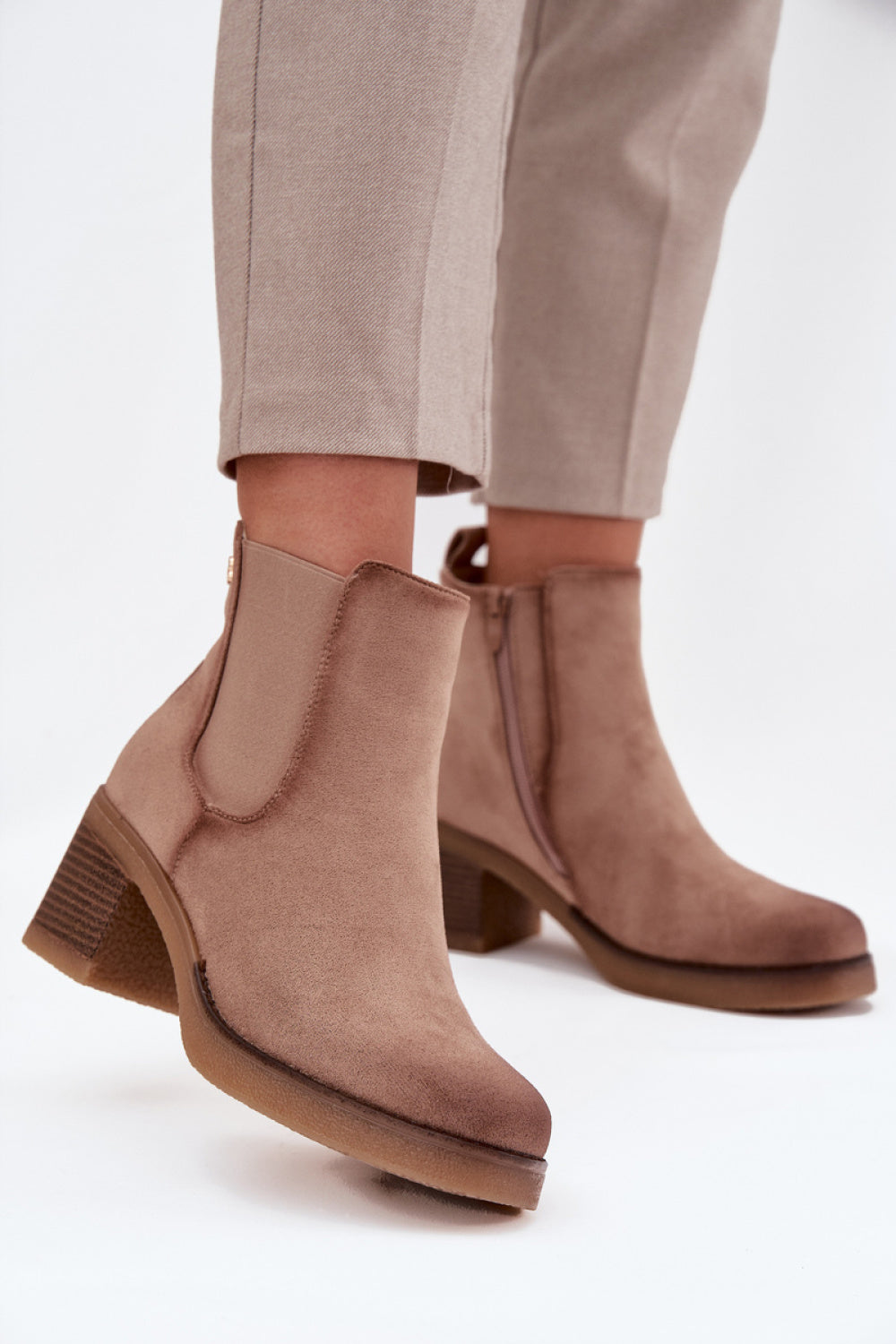 Step In Style Zelia Beige Faux Suede Jodhpur Boots