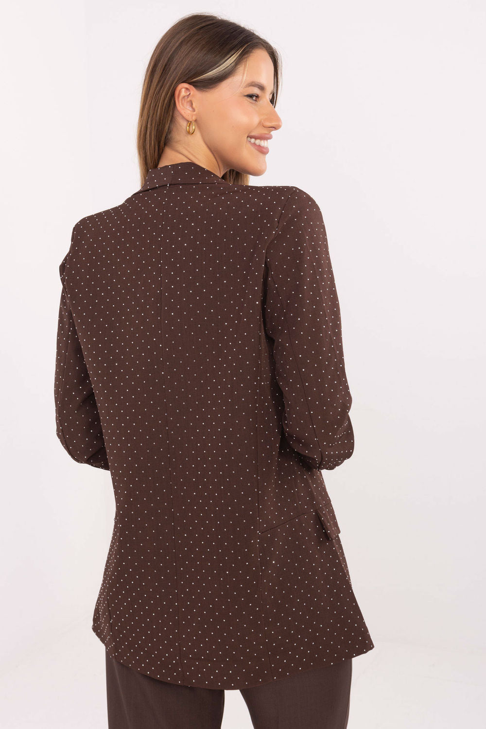 Italy Moda Brown Pleated Jacket - view 3