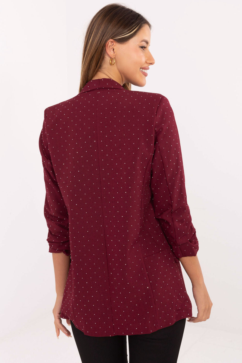 Italy Moda Burgundy Pleated Jacket - view 3