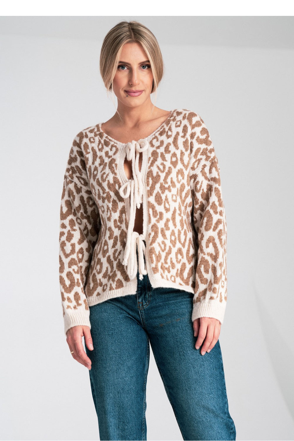 Figl Beige Acrylic Cardigan