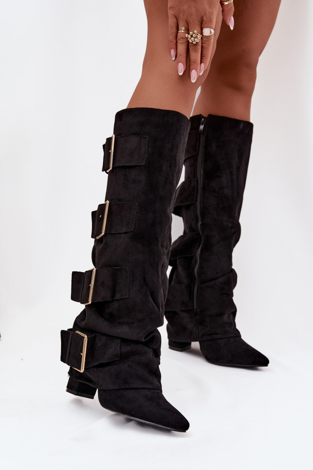 Step In Style Isavelle Black Suede Heeled Ankle Boots