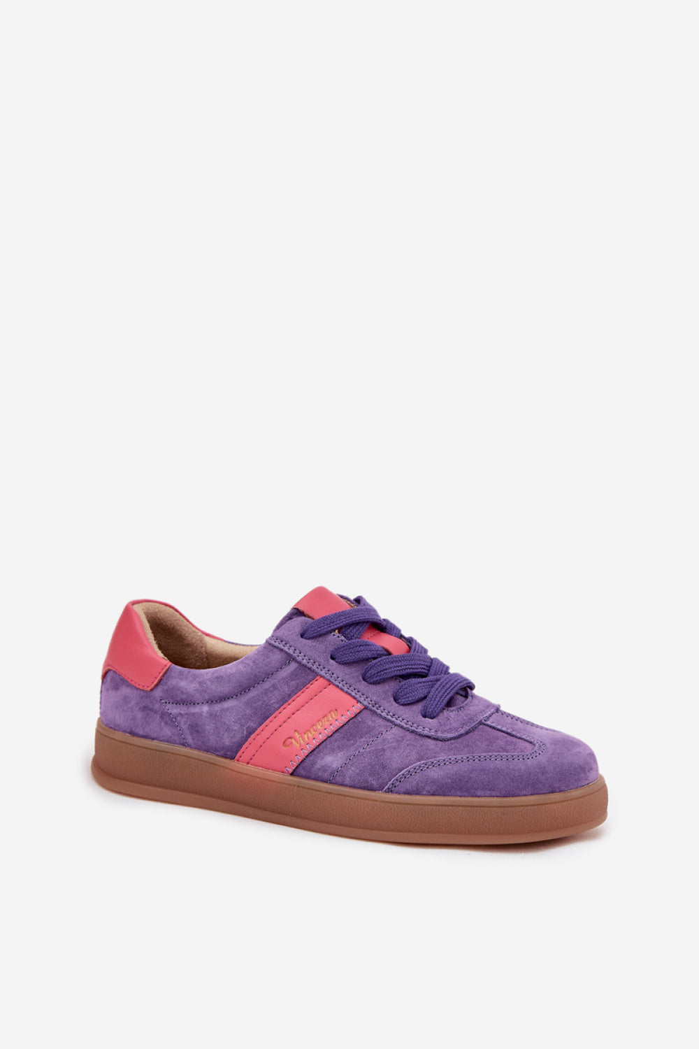 Step In Style Violet Suede Trainers with Round Toe - view 2
