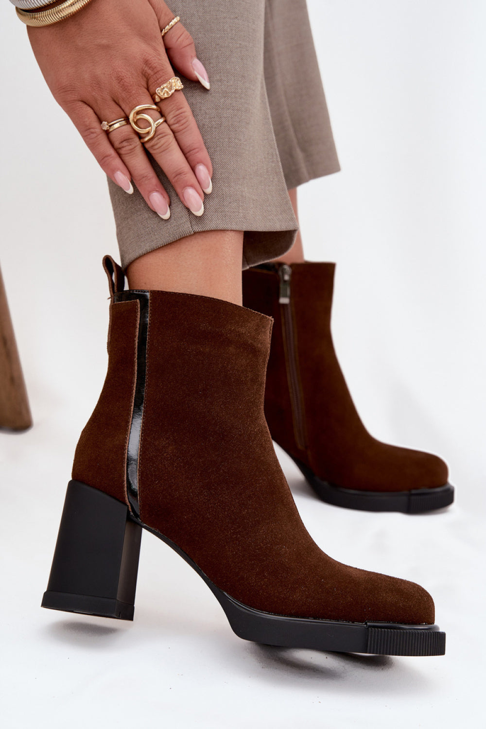 Step In Style Vinceza Brown Suede Warm Lined Heeled Ankle Boots - view 3