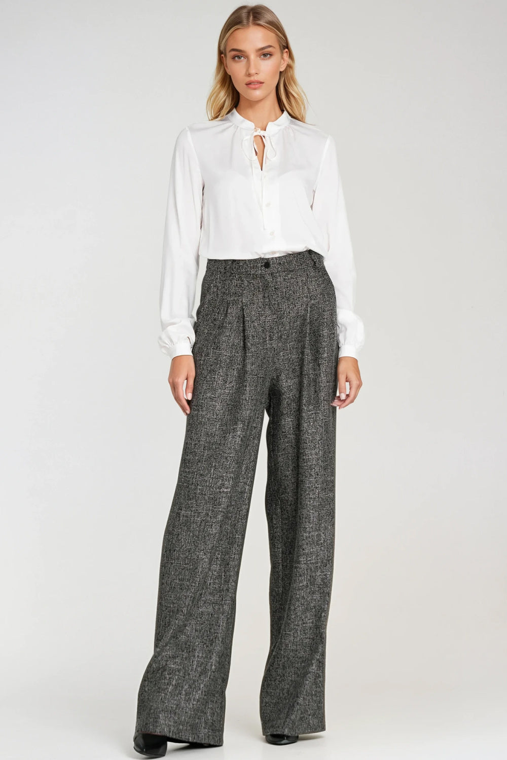 Nife Ecru Pleated Long Sleeve Top - view 2