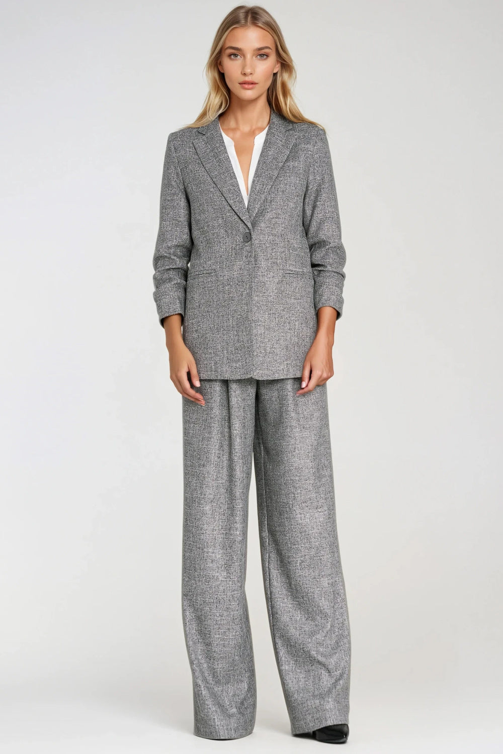 Nife Grey Marl Pleated Jacket - view 2
