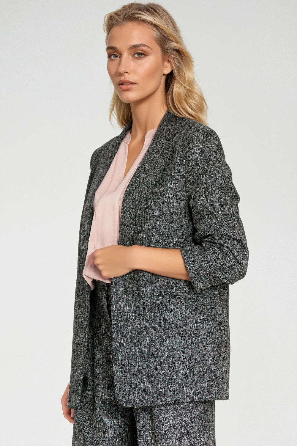 Nife Black Marl Pleated Jacket - view 3