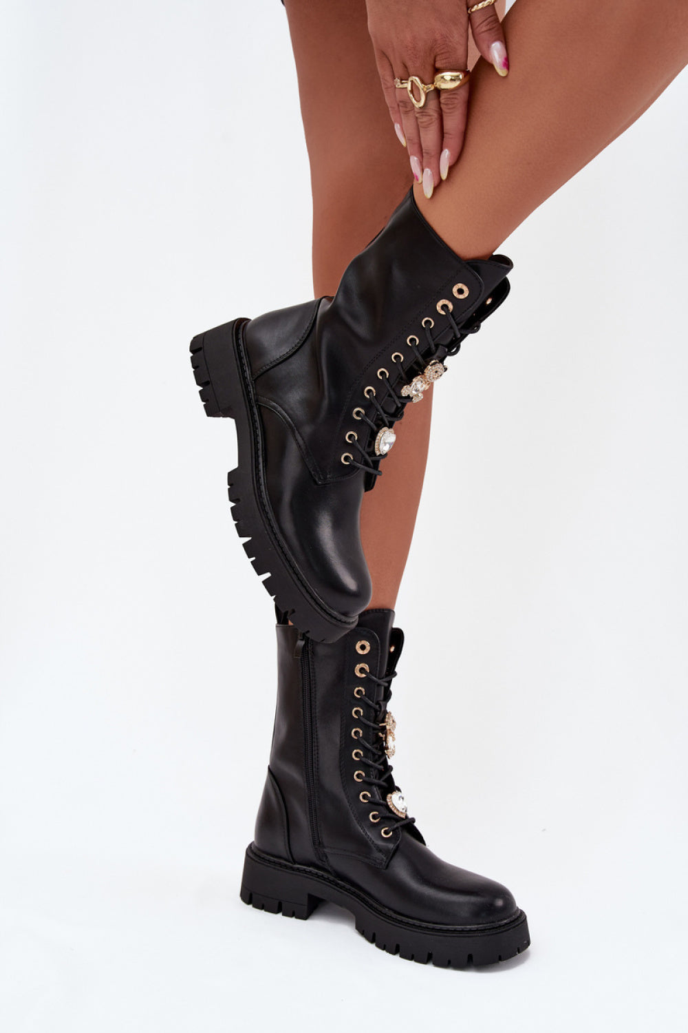 Step In Style Lomina Black Faux Leather Lace Up Ankle Boots - view 3