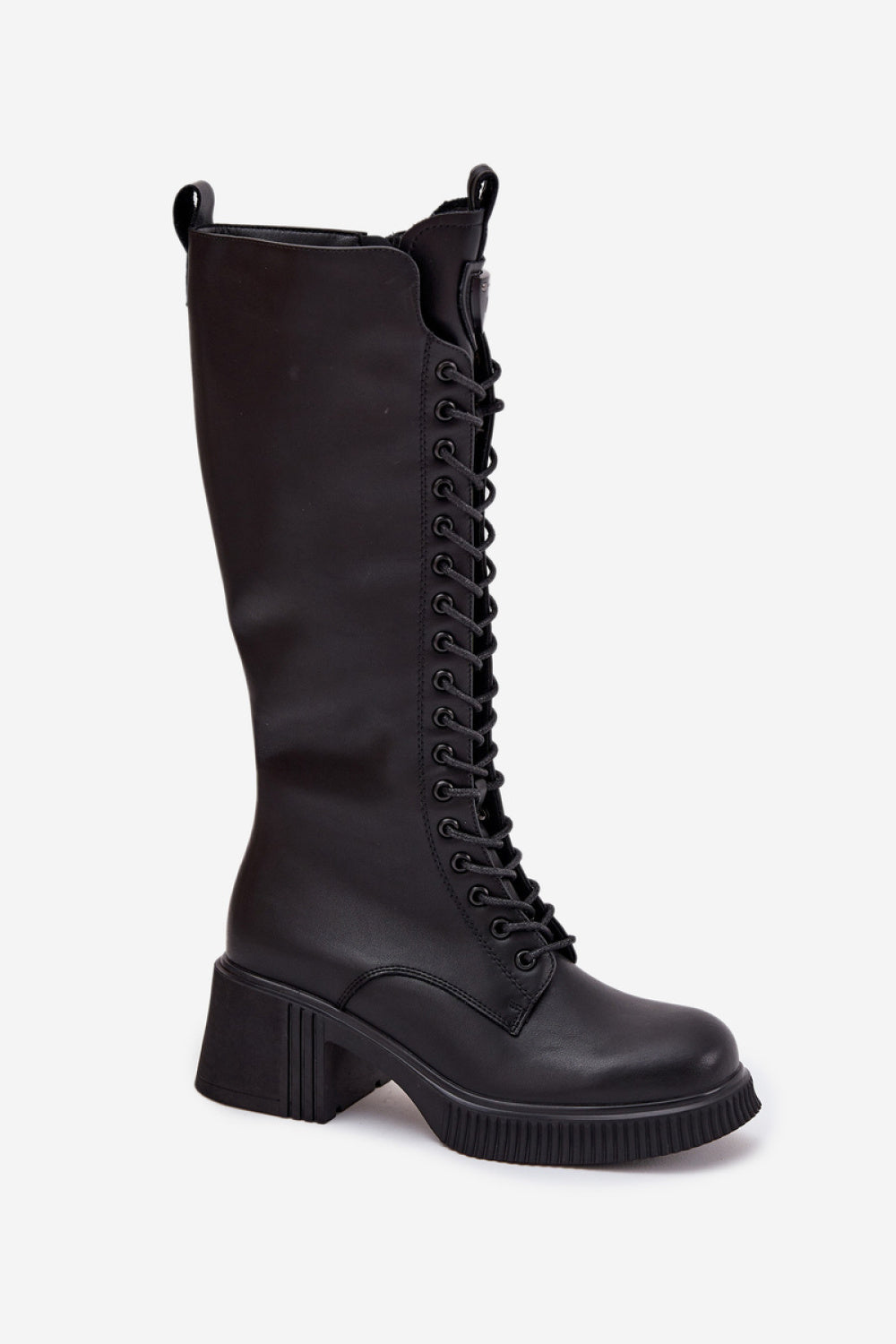 Step In Style Vinceza Black Leather Block Heel Heeled Ankle Boots with Zip - view 2