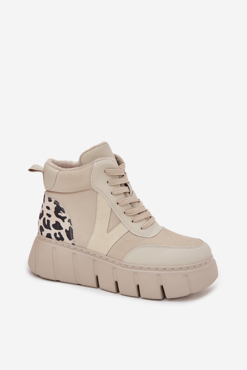 Step In Style Vinceza Beige Leather Platform Boots - view 2