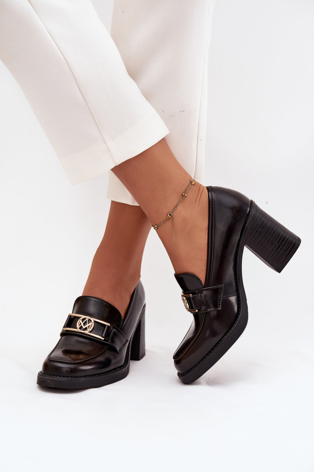 Step In Style Privelle Chocolate Faux Leather Block Heel Heeled Shoes - view 3