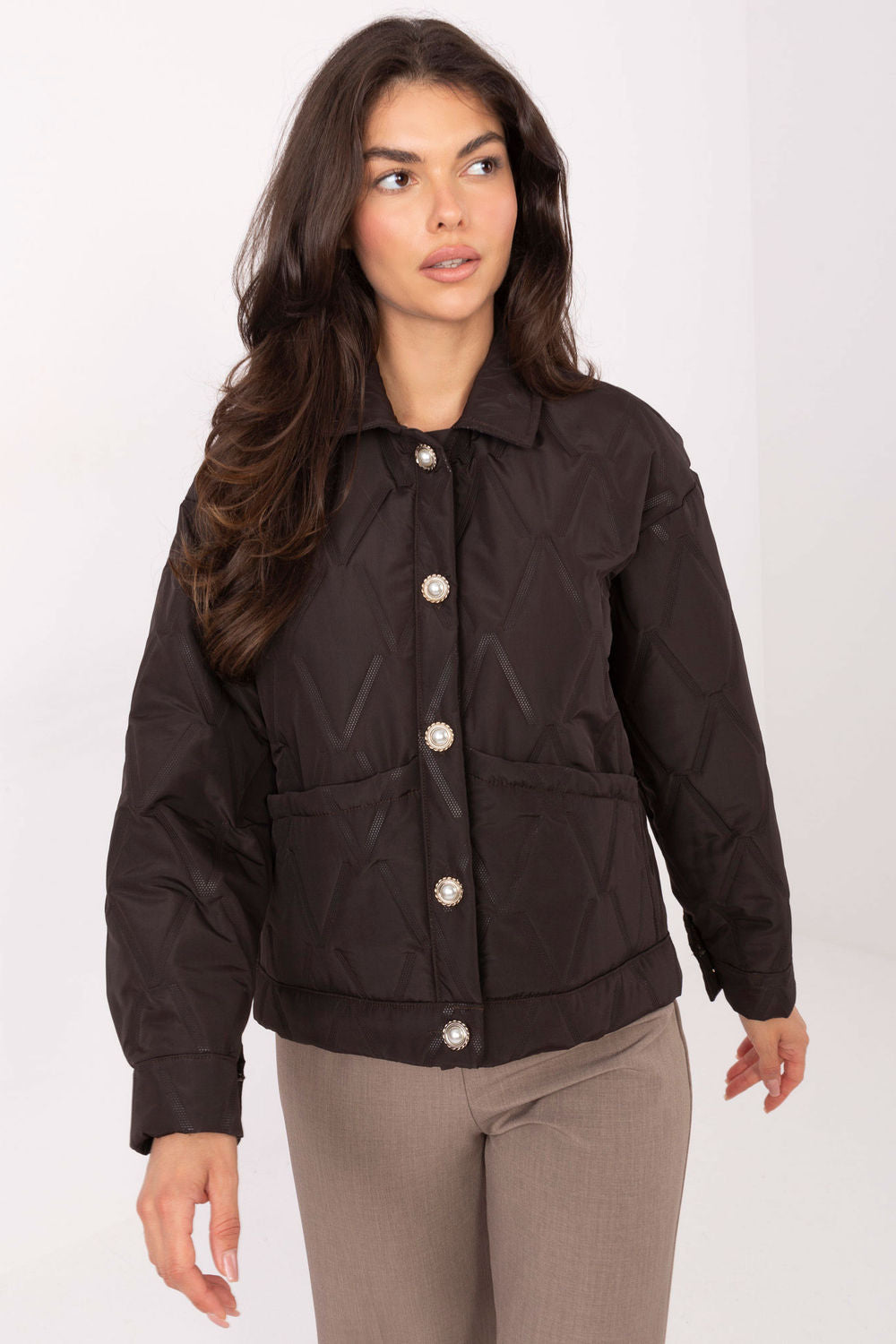 Rue Paris Dark Brown Long Sleeve Jacket