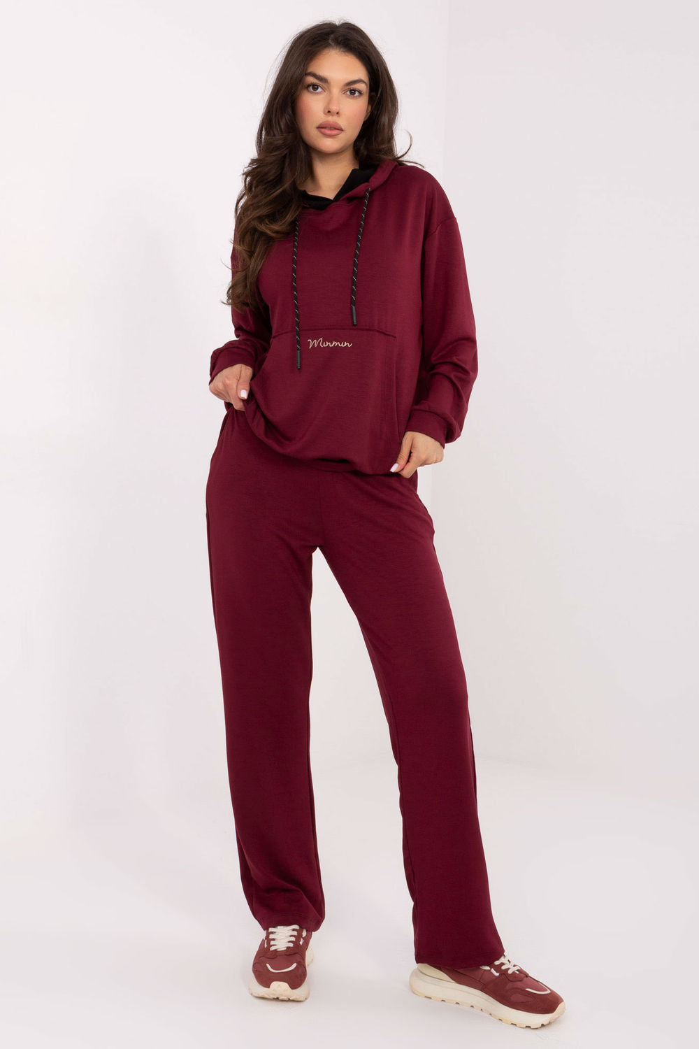 Relevance Burgundy High Waisted Long Sleeve Co-Ord Set