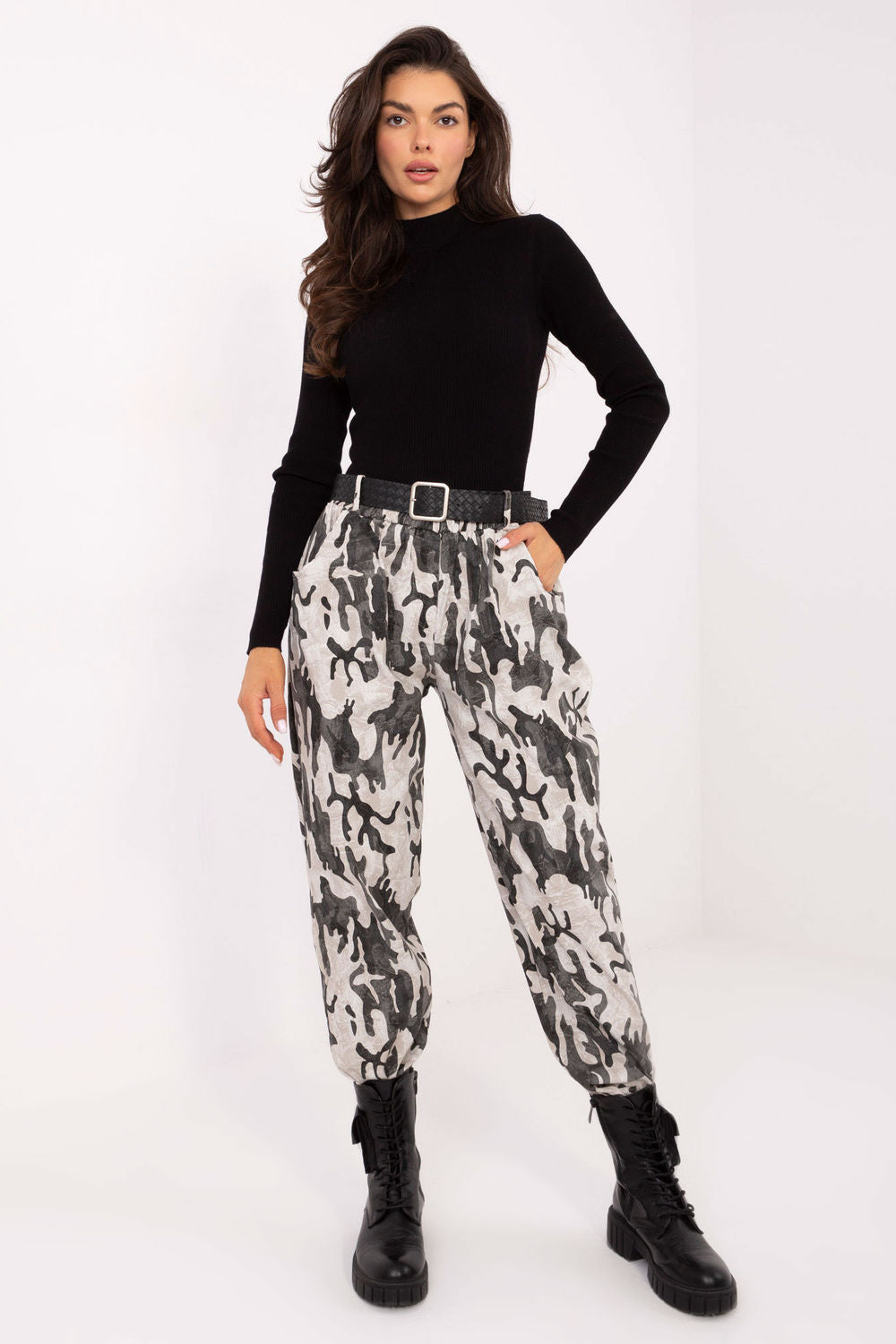 Italy Moda Light Beige High Waisted Trousers