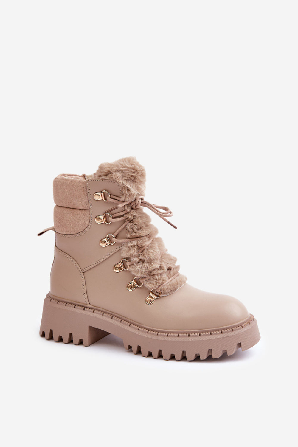 Step In Style Willatta Beige Faux Leather Lace Up Hiking Style Boots - view 2