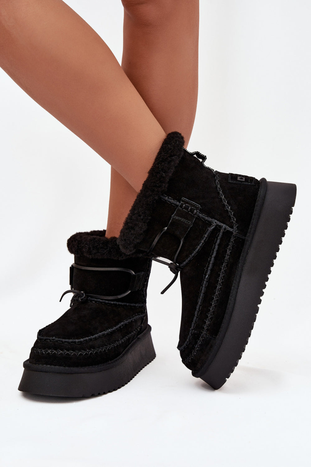 Step In Style Black Suede Platform Snow Boots - view 3