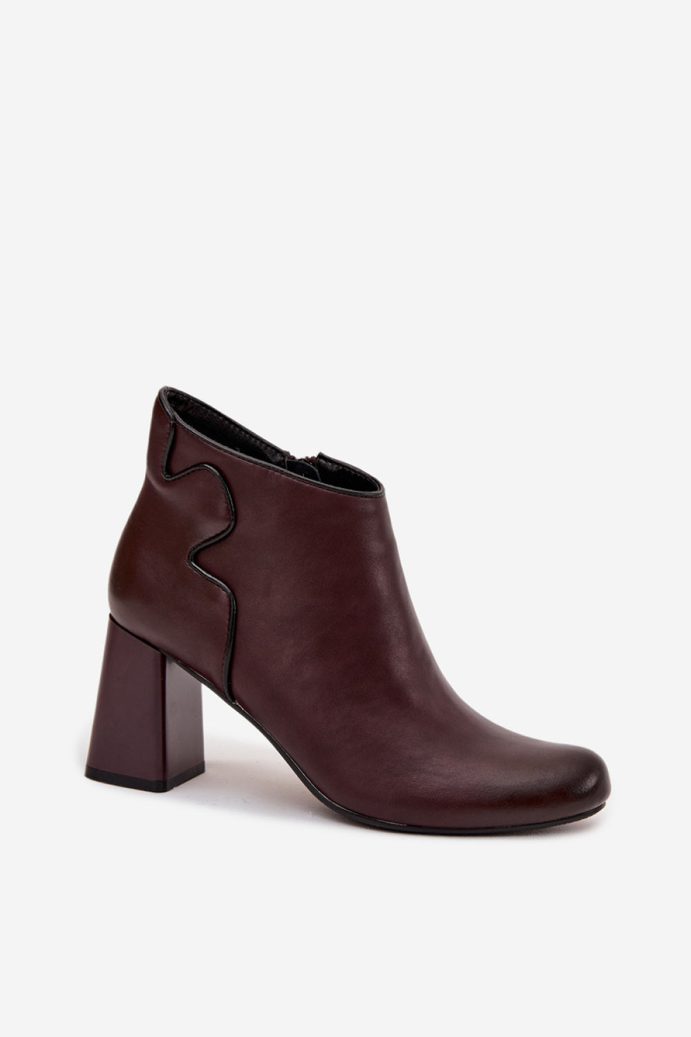 Step In Style Ivessara Burgundy Leather Block Heel Heeled Ankle Boots - view 2