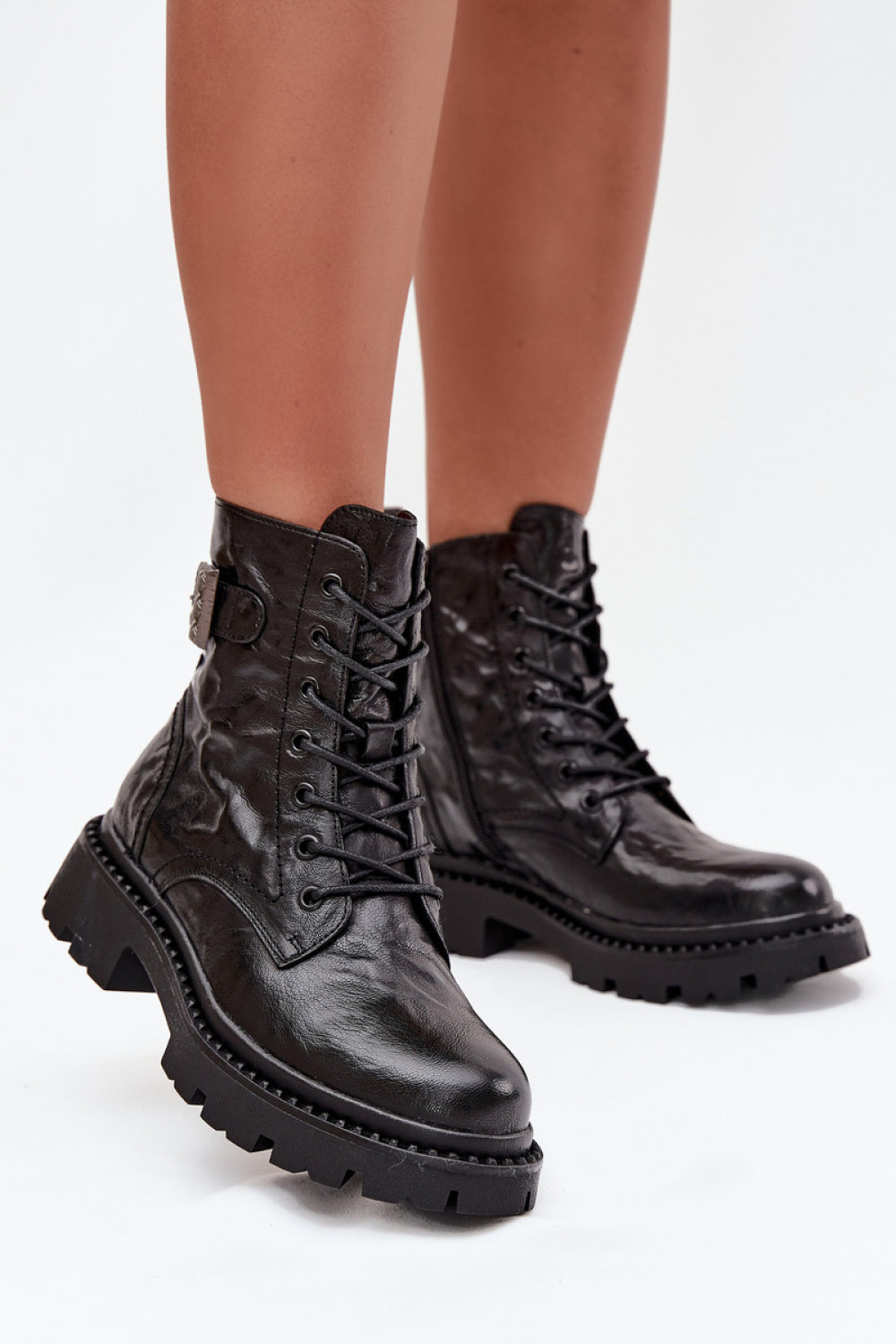 Step In Style Artiker Black Leather Warm Lined Boots with Zip