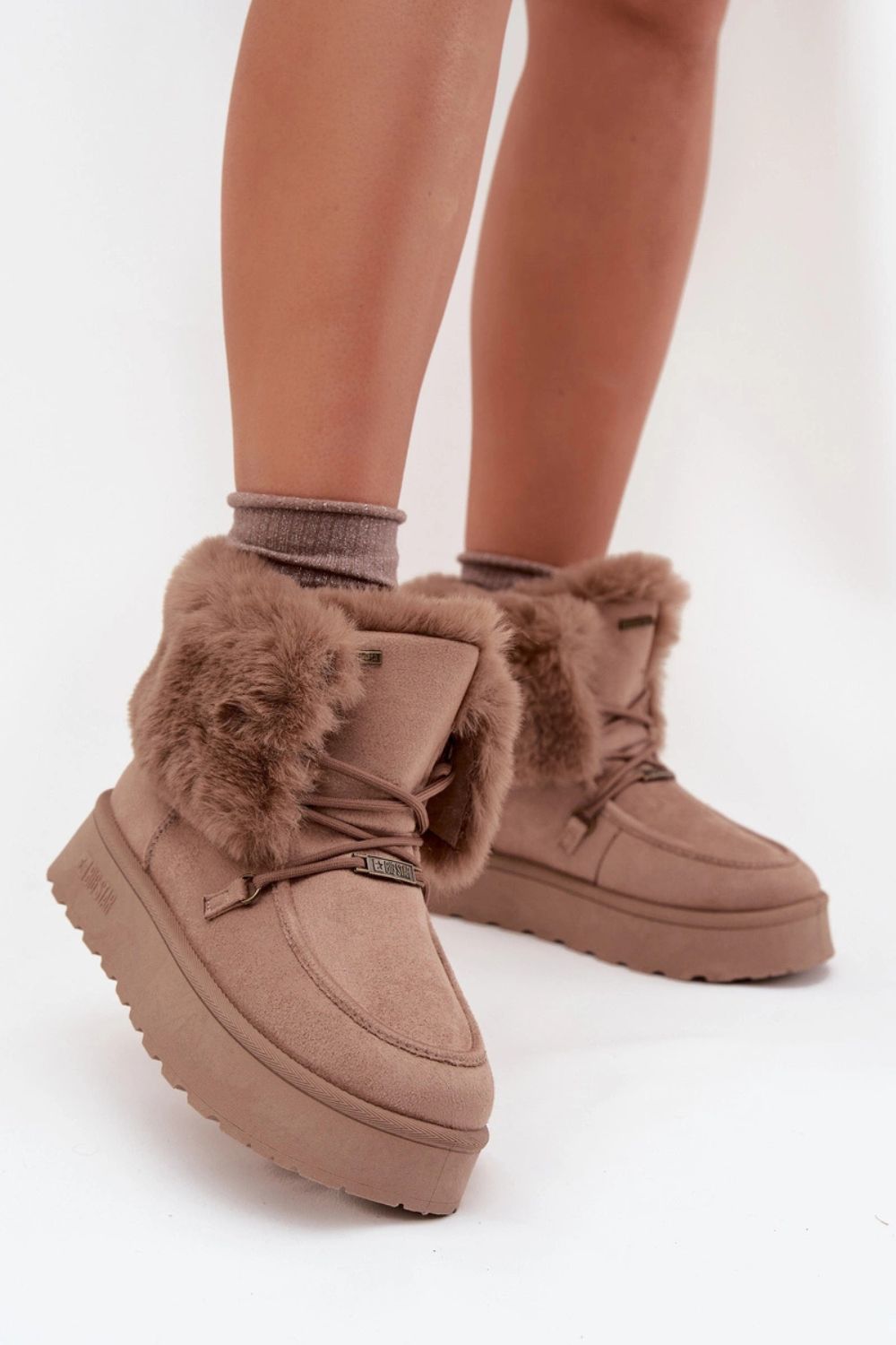 Step In Style Beige Faux Suede Platform Snow Boots - view 3