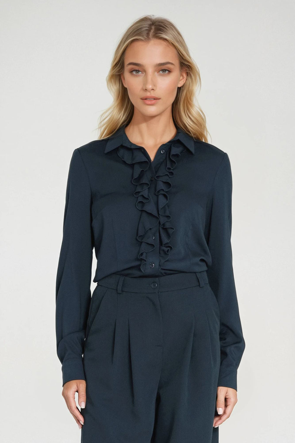 Nife Navy Bodycon Long Sleeve Top