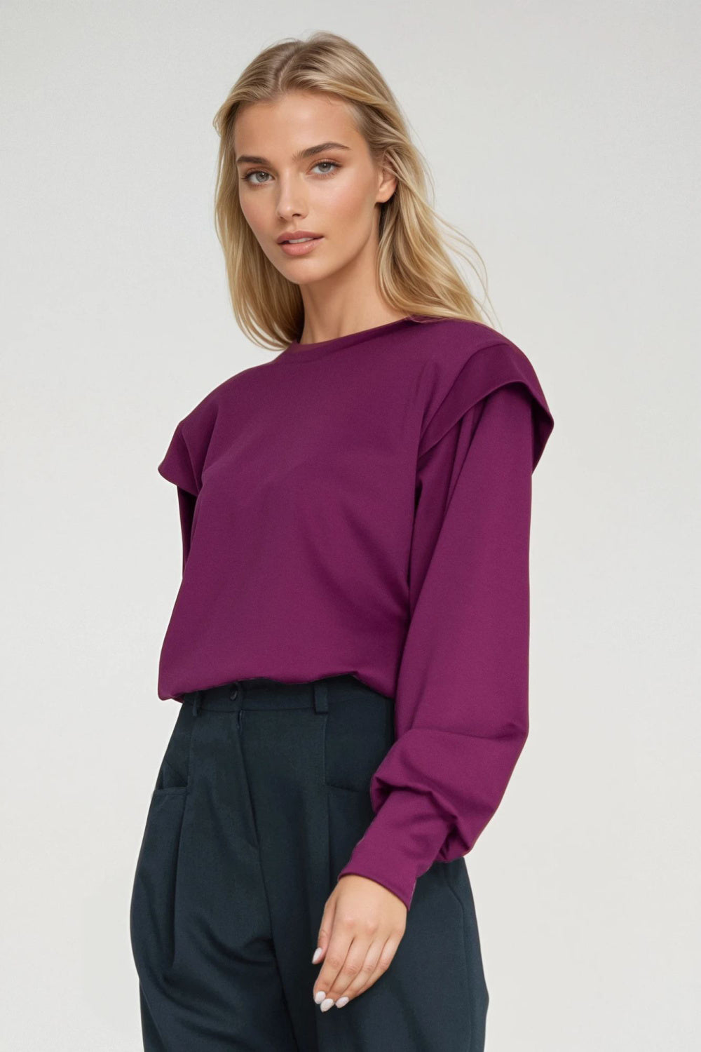 Nife Bluza Purple Oversized Long Sleeve Sweatshirt - view 4