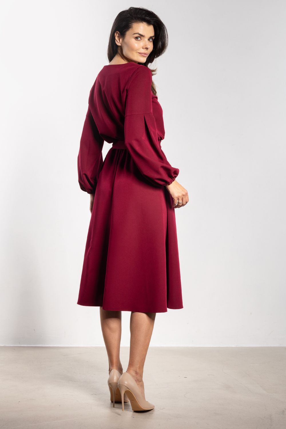 Awama Claret Midi Flared Dress - view 3