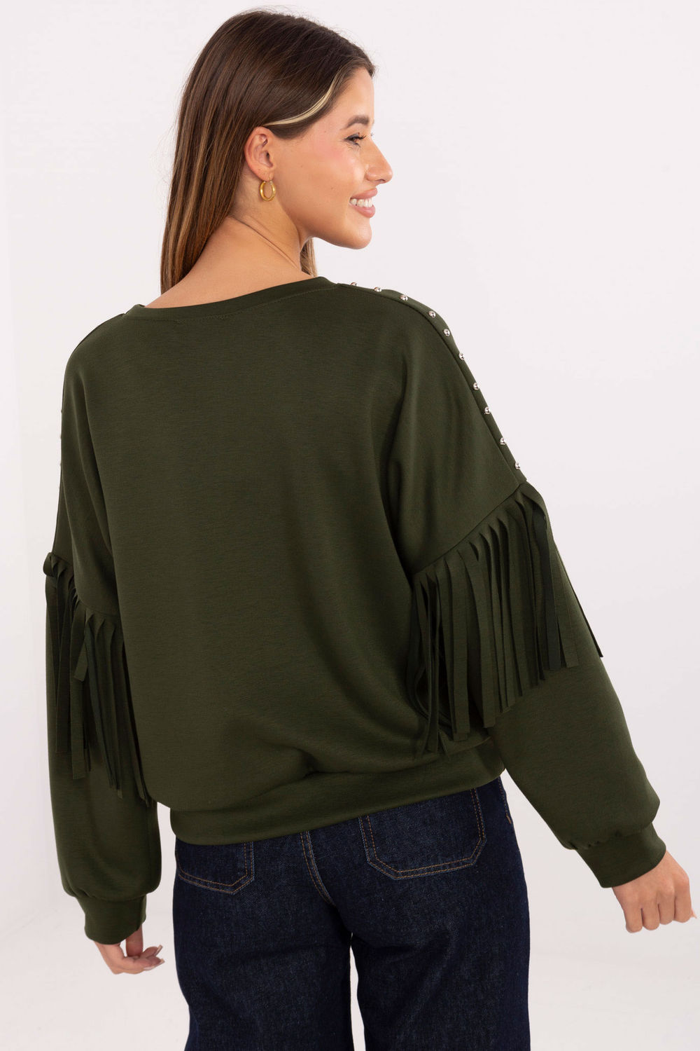 Rue Paris Khaki Long Sleeve Sweatshirt - view 3