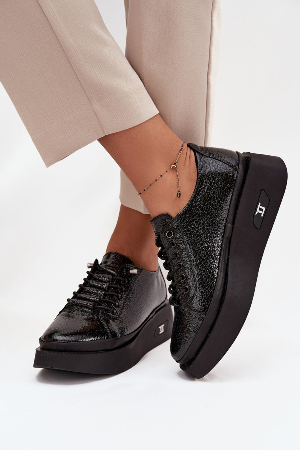 Step In Style Artiker Black Lace Up Platform Shoes - view 3