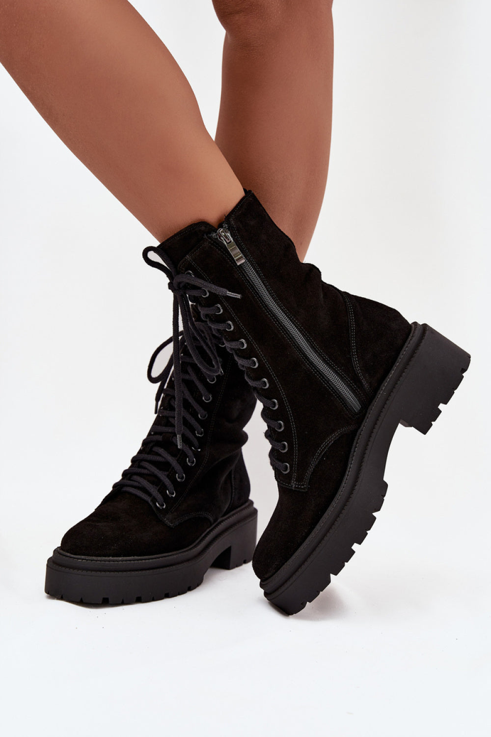 Step In Style Zazoo Black Suede Platform Ankle Boots