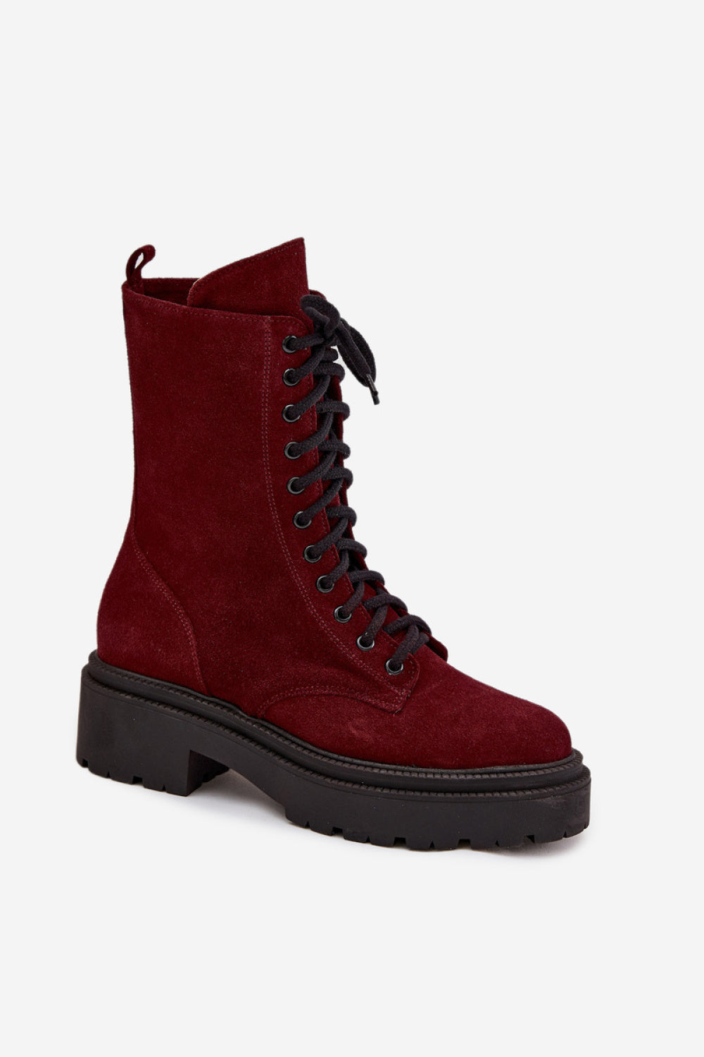 Step In Style Zazoo Burgundy Suede Platform Ankle Boots - view 2