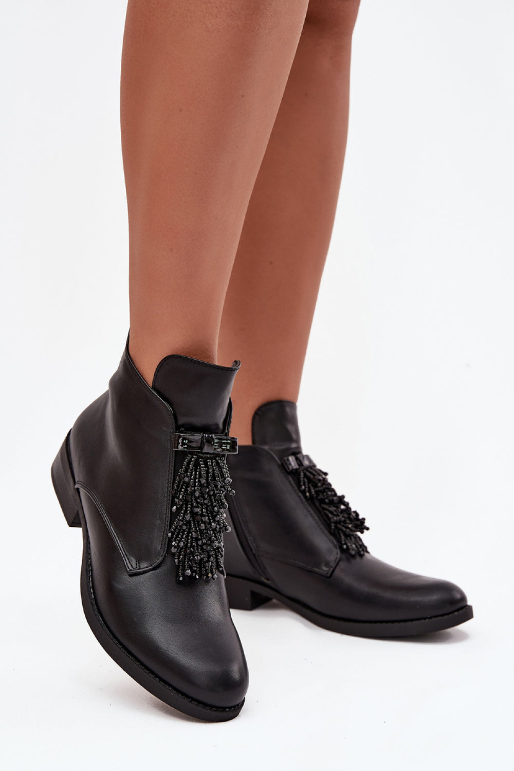 Step In Style Black Faux Leather Flat Boots