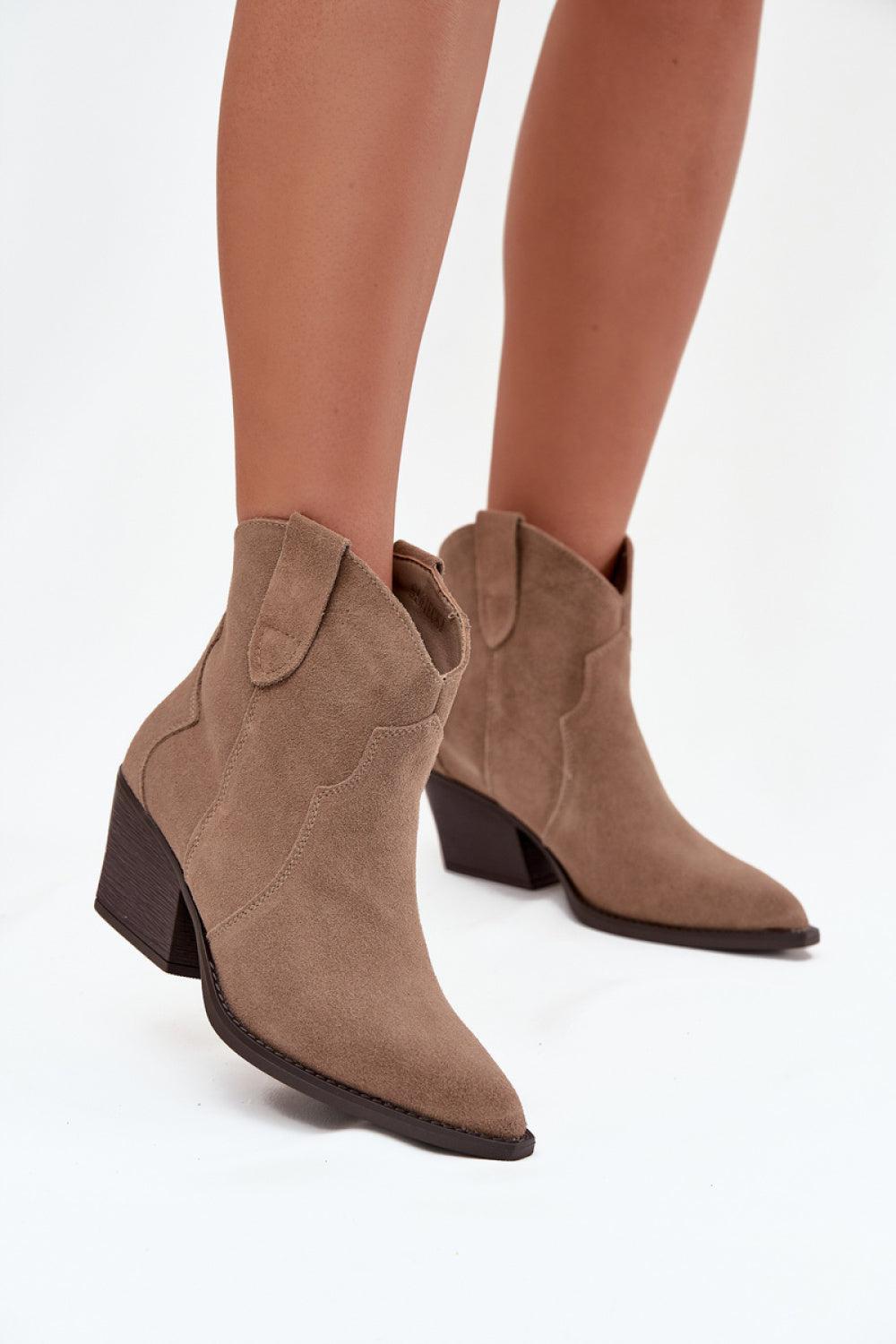 Step In Style Beretta Beige Suede Heeled Ankle Boots