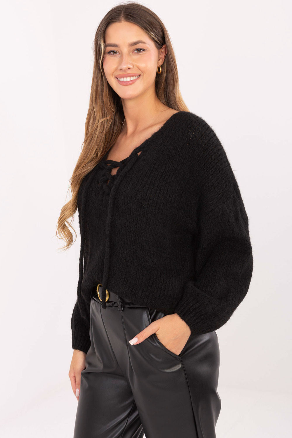 Italy Moda Black Long Sleeve Jumper - view 2