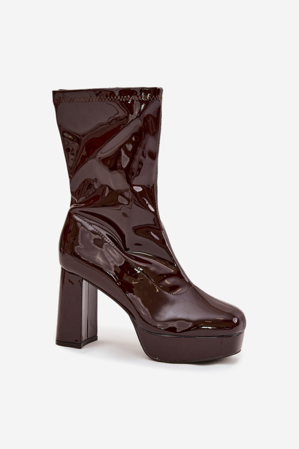 Step In Style Calvessa Chocolate Faux Leather Heeled Ankle Boots - view 2