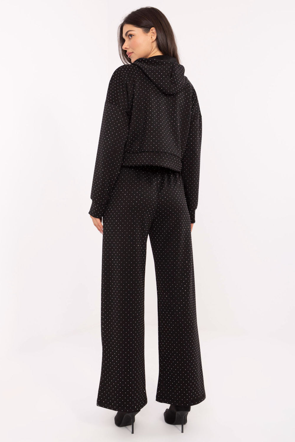 Rue Paris Black Viscose High Waisted Long Sleeve Co-Ord Set - view 3