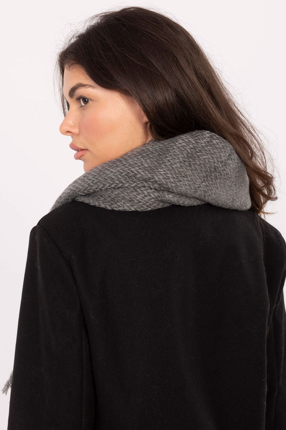 Factory Price Dark Grey Fringed Shawl - view 3